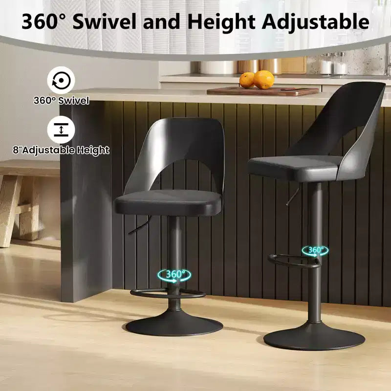 Tabourets de bar pivotants avec repose-pieds