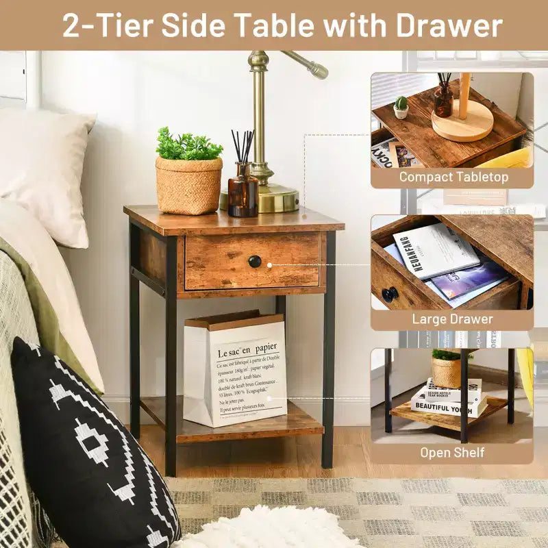 Table de chevet industrielle