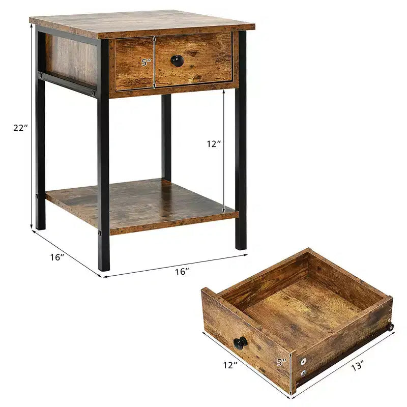Table de chevet industrielle