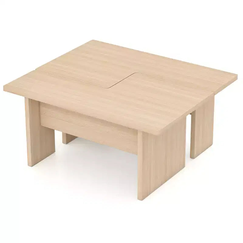 Costway Modular Coffee Table Set of 2 L Shaped Center Tables for Home Office Apartment Natural