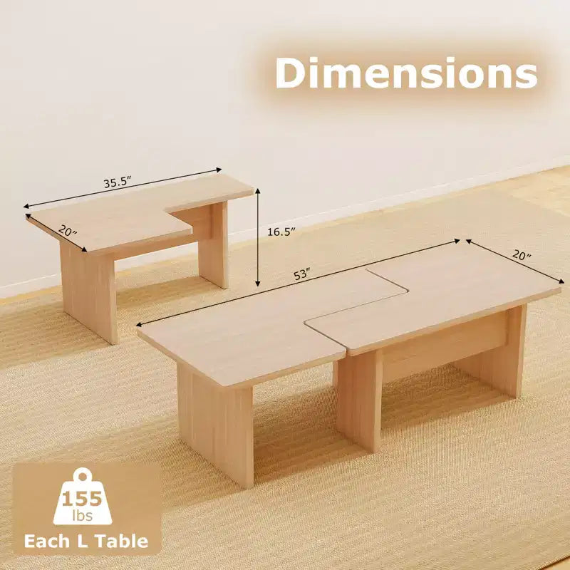 Table basse modulaire en forme de L