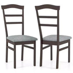 Costway Modern Dining Chairs Set of 2 w/ Rubber Wood Frame Hollowed Backrest for Kitchen