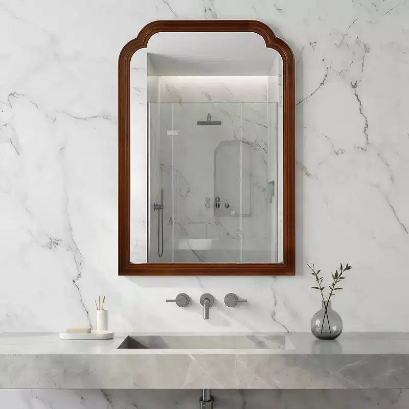 Miroir décoratif d'angle arrondi style campagne française