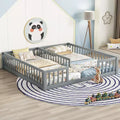 TUYOHW Double Twin Size Toddler Floor Bed for Kids with Fence Modern Montessori Bed with Guardrails for Bedroom