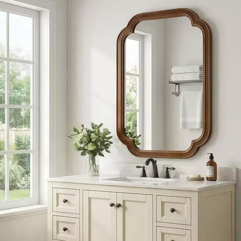 Miroir décoratif d'angle arrondi style campagnard moderne