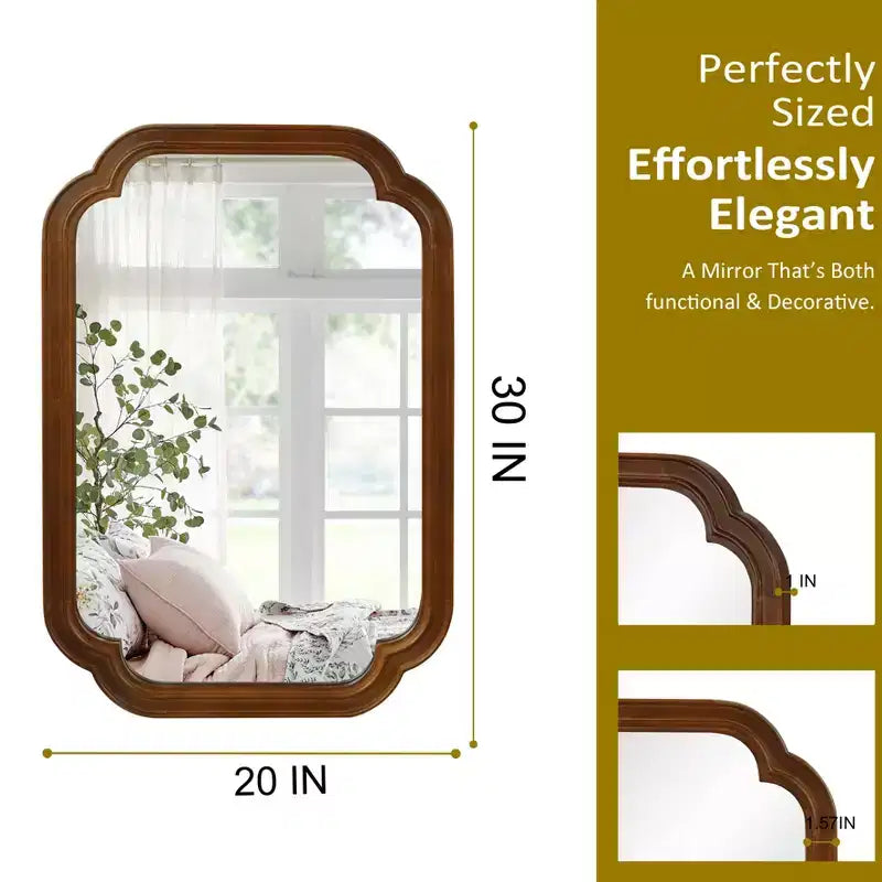Miroir décoratif d'angle arrondi style campagnard moderne
