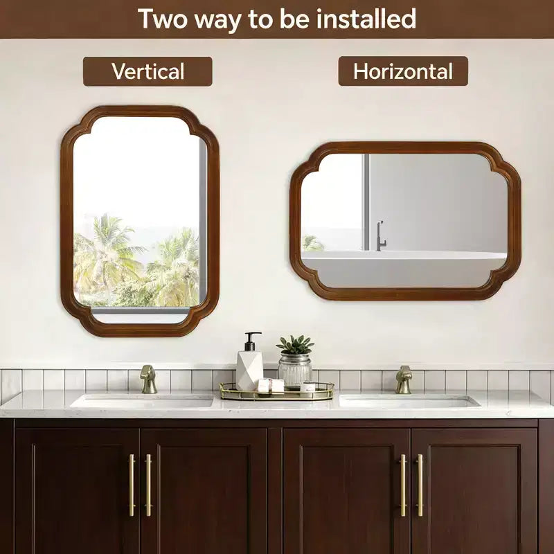Miroir décoratif d'angle arrondi style campagnard moderne