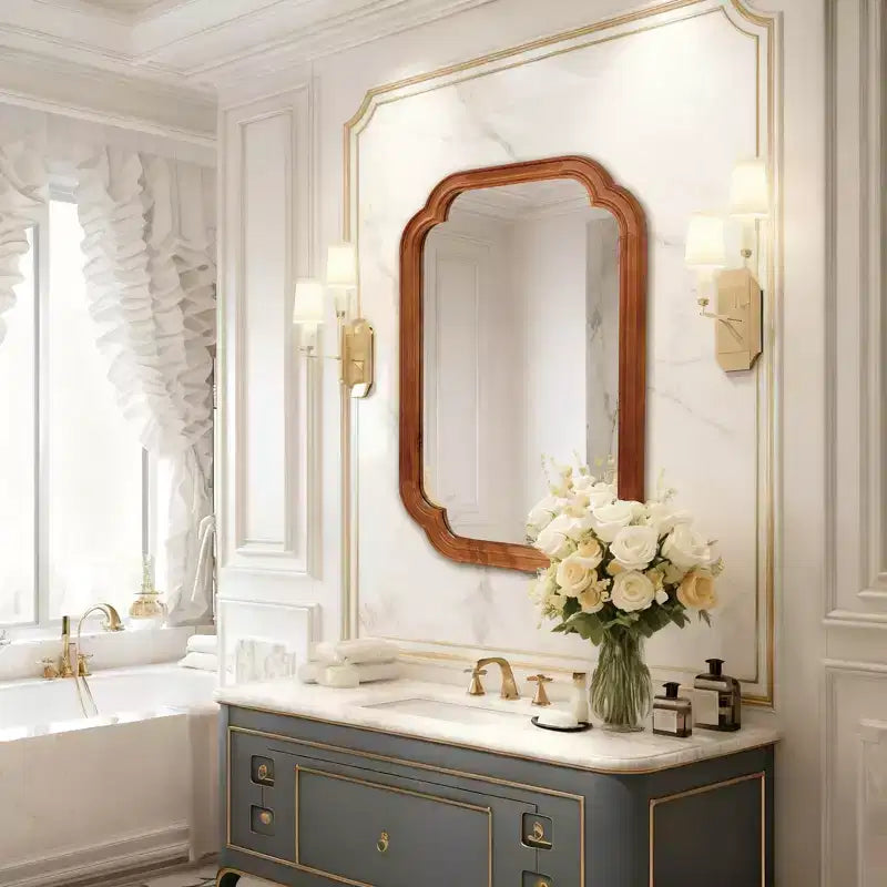 Miroir décoratif d'angle arrondi style campagnard moderne
