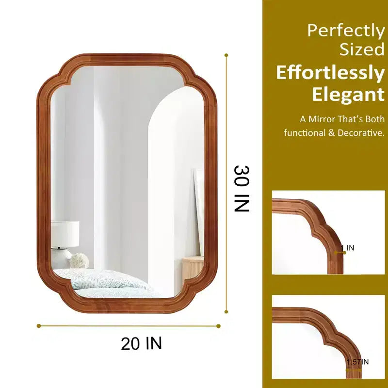 Miroir décoratif d'angle arrondi style campagnard moderne