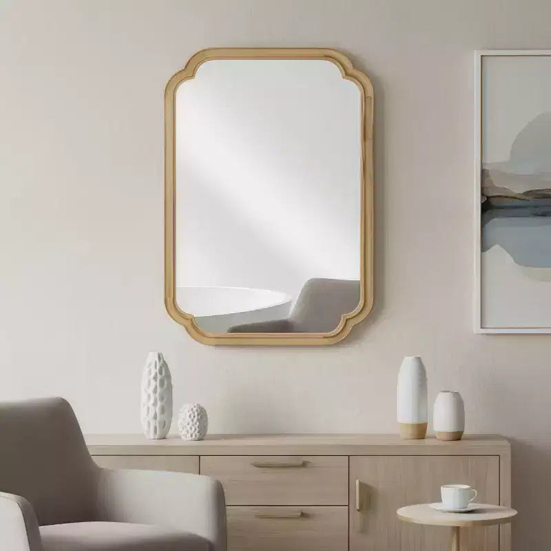 Miroir décoratif d'angle arrondi style campagnard moderne