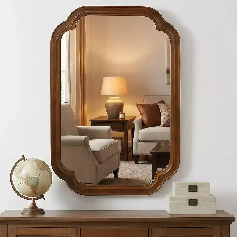 Miroir décoratif d'angle arrondi style campagnard moderne