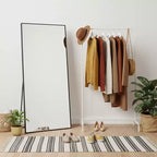 MAYEERTY Aluminum Full-Length Mirror 71x32in Black Right Angle Tempered Glass With Stand