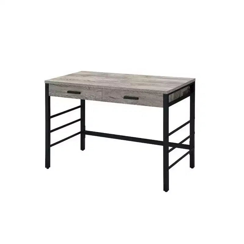 Bureau d'écriture avec port USB intégré, chêne vieilli et noir