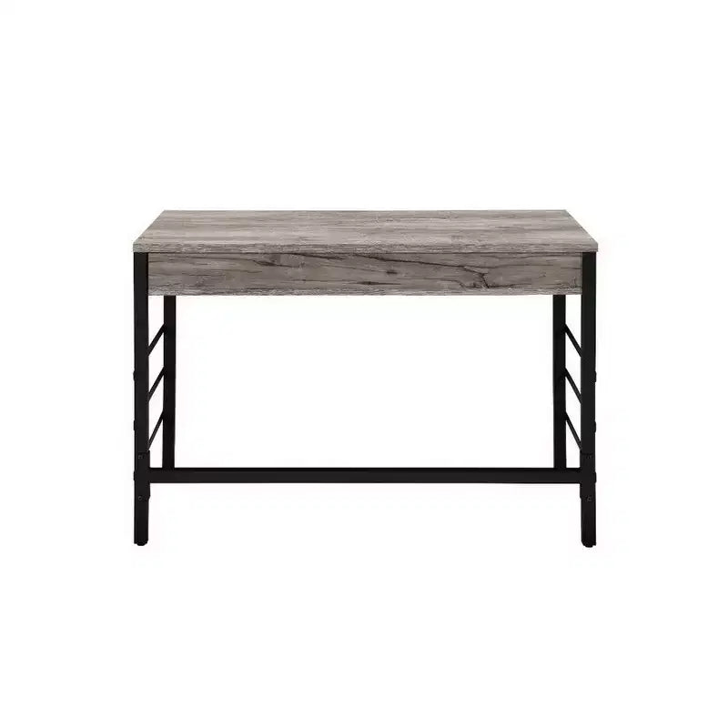Bureau d'écriture avec port USB intégré, chêne vieilli et noir