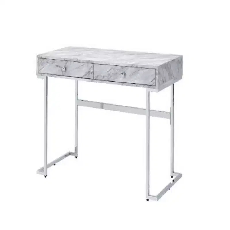 Bureau avec tiroirs et plateau effet marbre gris