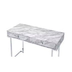 Bureau avec tiroirs et plateau effet marbre gris