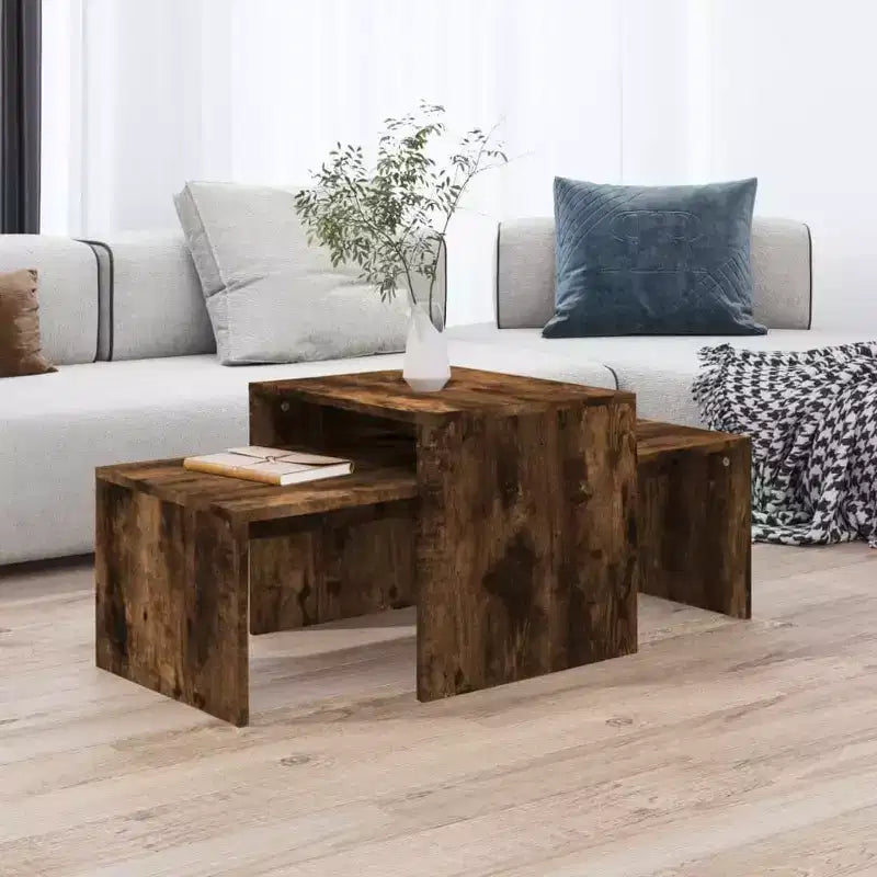 Table basse chêne fumé bois d'ingénierie moyen élégant
