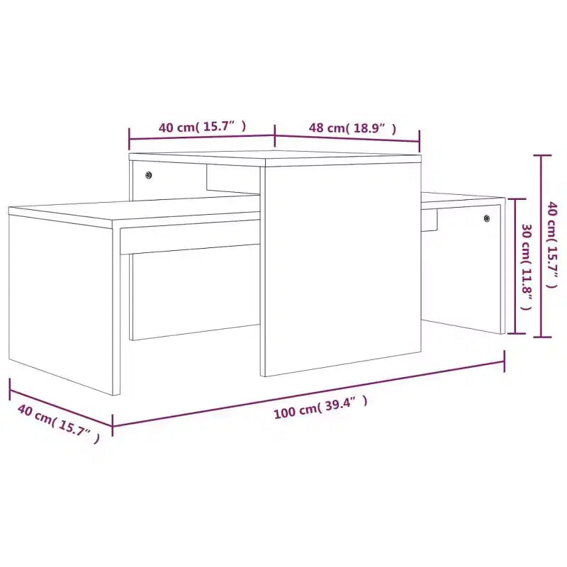 Table basse chêne fumé bois d'ingénierie moyen élégant