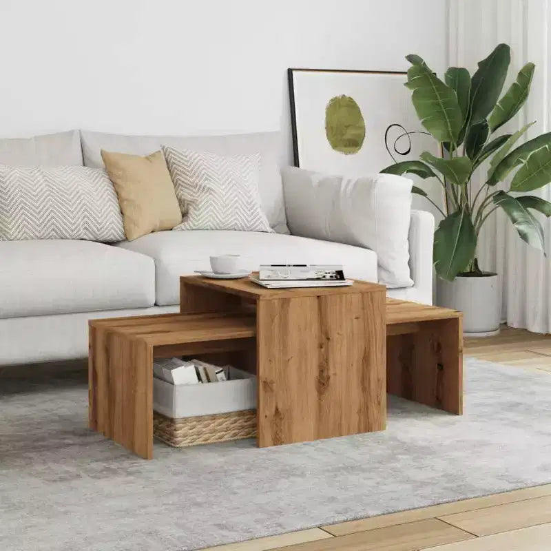 Table basse chêne fumé bois d'ingénierie moyen élégant