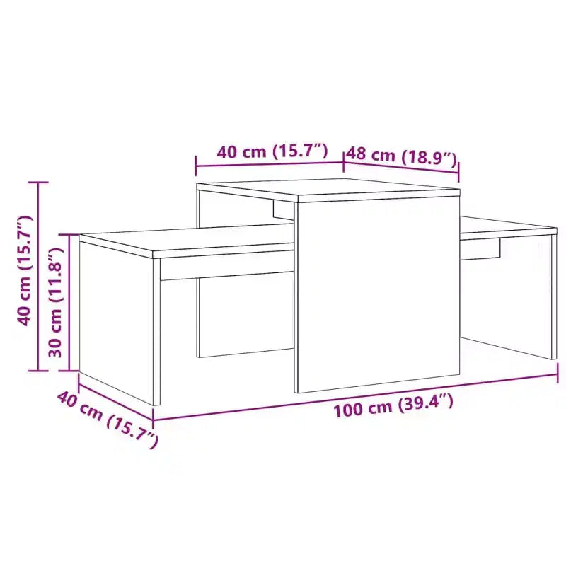 Table basse chêne fumé bois d'ingénierie moyen élégant