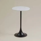 Table d'appoint plateau en marbre blanc avec base noire
