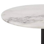 Table d'appoint plateau en marbre blanc avec base noire