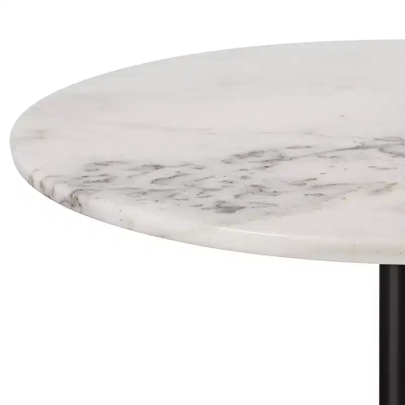 Table d'appoint plateau en marbre blanc avec base noire