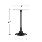 Table d'appoint plateau en marbre blanc avec base noire