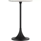 Table d'appoint plateau en marbre blanc avec base noire