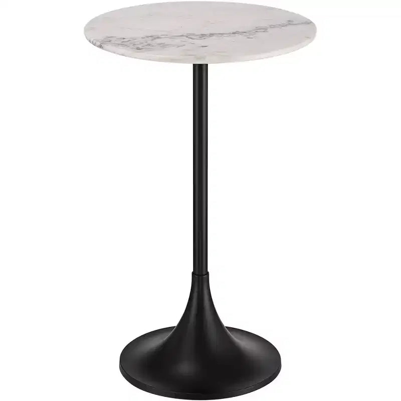 Table d'appoint plateau en marbre blanc avec base noire