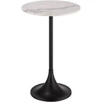 Table d'appoint plateau en marbre blanc avec base noire