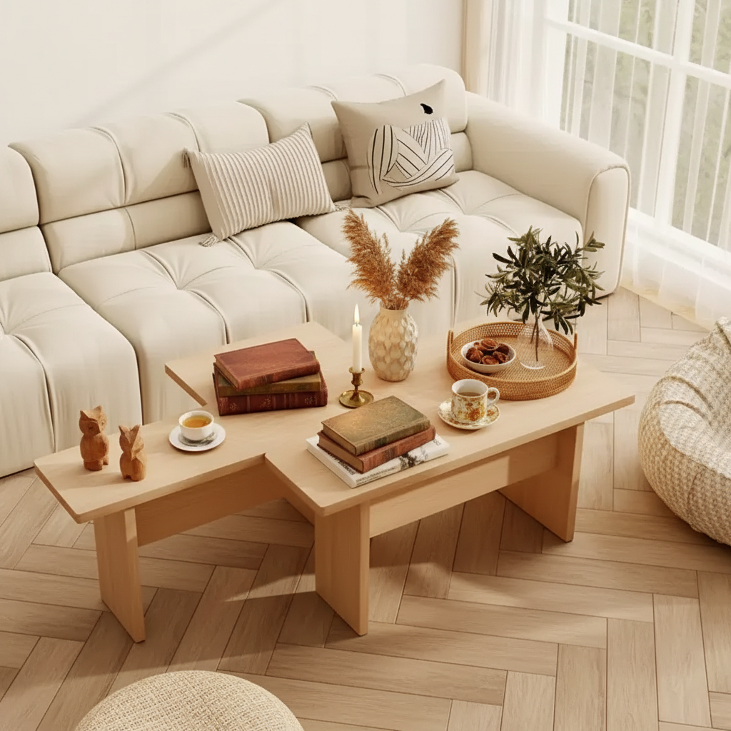 Table basse modulaire en forme de L