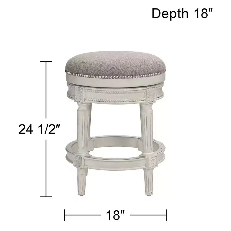 Tabouret de bar pivotant blanc vieilli