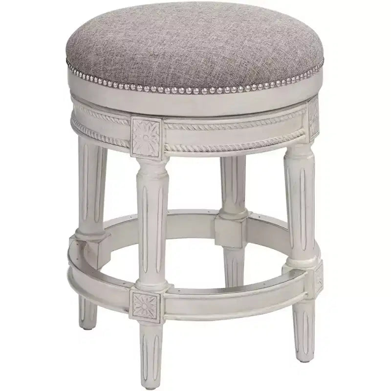 Tabouret de bar pivotant blanc vieilli