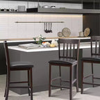 Chaises de bar avec siège en similicuir Espresso