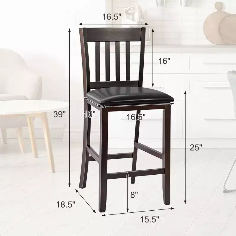 Chaises de bar avec siège en similicuir Espresso