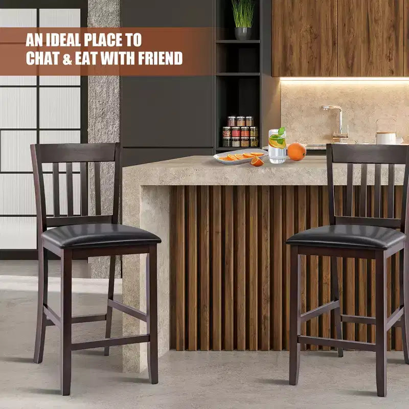 Chaises de bar avec siège en similicuir Espresso
